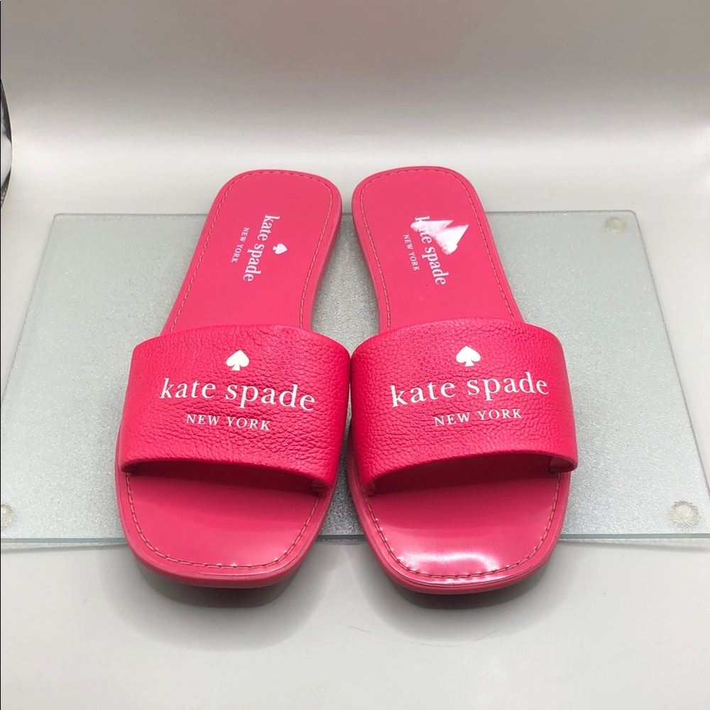Kate Spade Women's Peyton Pebble Leather Slides Slip On Sandals Pink Size 8